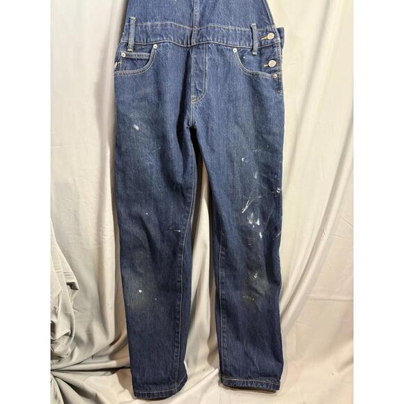 Levi’s Denim Bib Overalls Womens sz M Distressed Paint - Picture 3 of 9